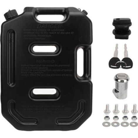 Bidón de gasolina negro de 10 litros para motocicletas, vehículos todo terreno y UTV.