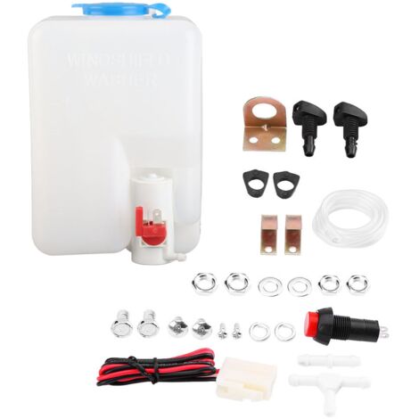 [Bidon de Lave-Vitre] + [Premium] + [12V] + [Équipement de Nettoyage Vitres pour Voitures Classiques avec Pompe Électrique, Réservoir 1.2L Blanc, Kit Montage Facile]