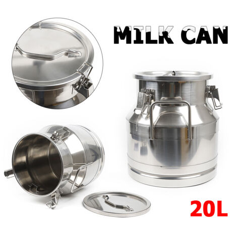 Bidón de leche de acero inoxidable de 20 litros/5,25 galones - Bidón de leche resistente Bidón de leche con tapa hermética Cubo de leche Barril de vino