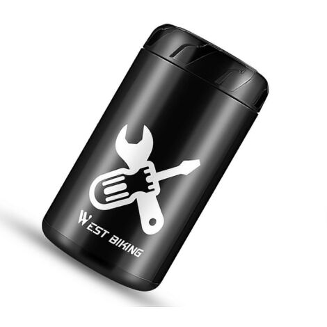 Bidon de rangement pour outils de réparation vélo, boîte à outils étanche pour VTT et vélo de route, transport pratique et résistant à l'eau.
