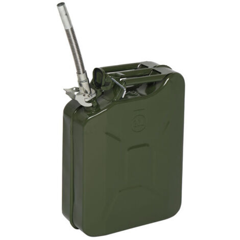Bidon de Stockage de Carburant 20L avec Tuyau de Versement à l'Anglaise, Vert Armée, 0.6mm