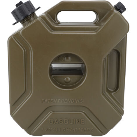 Bidon de stockage d'huile et d'essence, 5l, 1.3 gallons, résistant aux chocs, réservoir de carburant de rechange vert Portable pour voitures, motos, UTV, ATV, sans support