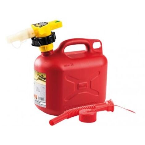 Bidon de transport d'essence 5L – Système NO-SPILL – Couleur rouge – Plastique durable pour usage intensif – Ratioparts
