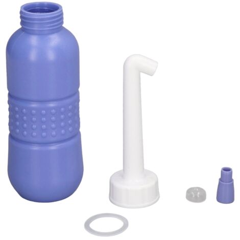 Bidon de voyage 450ML avec spray et bouchon poussière - Bidet portable pour extérieur, maison et déplacements - Flacon et embout bleus