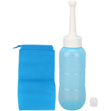 Bidon de Voyage Portable 450ML pour Soins Postpartum, Bidet Maniable avec Sac de Rangement et Embout Droit, Idéal Camping et Randonnée