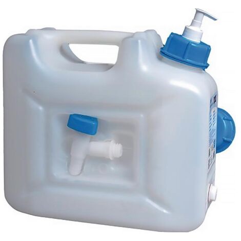 Bidon d'eau 12l en HDPE avec robinet de vidange + pompe distributeur H310x165xT350mm