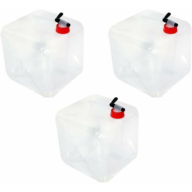 Bidon d'eau pliable, 3 pièces bidon d'eau de 10L avec robinet, bidon pliant, bidon d'eau potable avec poignée, sans bpa, pour le camping, extérieur,