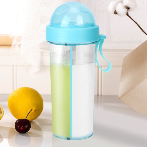 Bidon d'eau portable 600ml à double paille pour sport et voyage