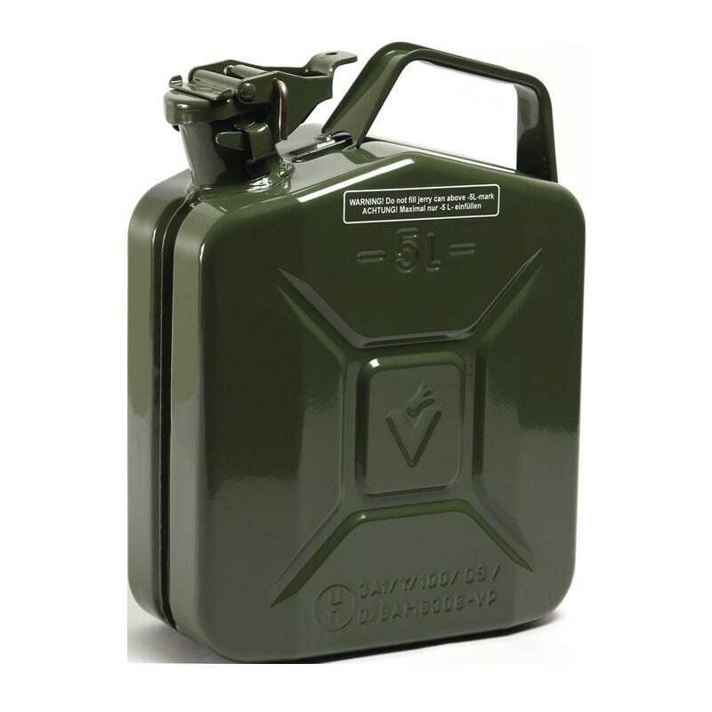 Bidon pour carburant contenu 5 l vert olive ral 6003 tôle d'acier L230xl120xH310 mm