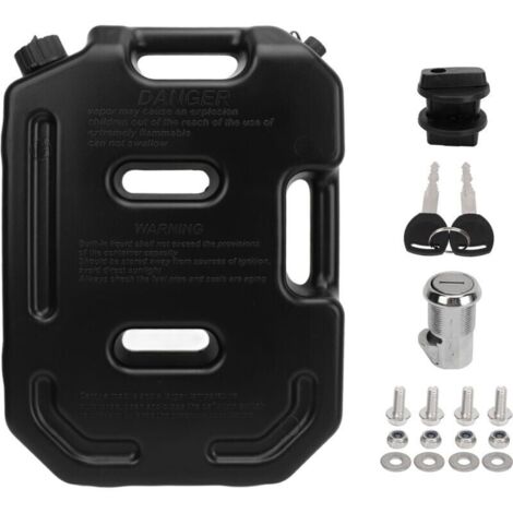 Bidon d'essence noir de 10 litres pour moto, VTT, UTV