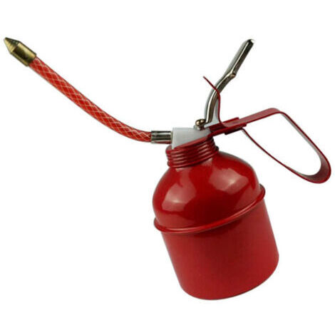 Bidon d'huile manuel 400ml avec flexible et pompe - Levier rouge pour lubrification précise