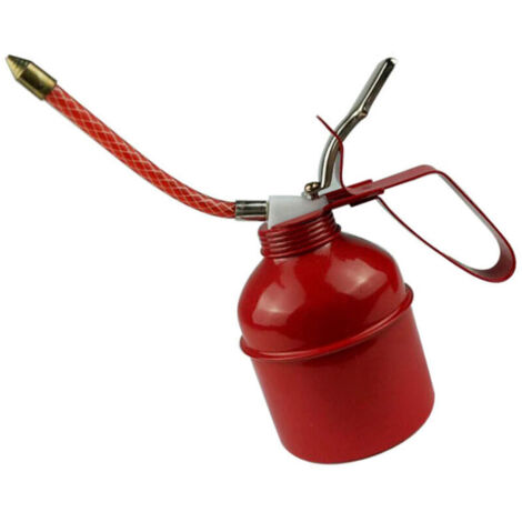 Bidon d'huile manuel 400ml avec flexible et pompe - Levier rouge pour lubrification précise