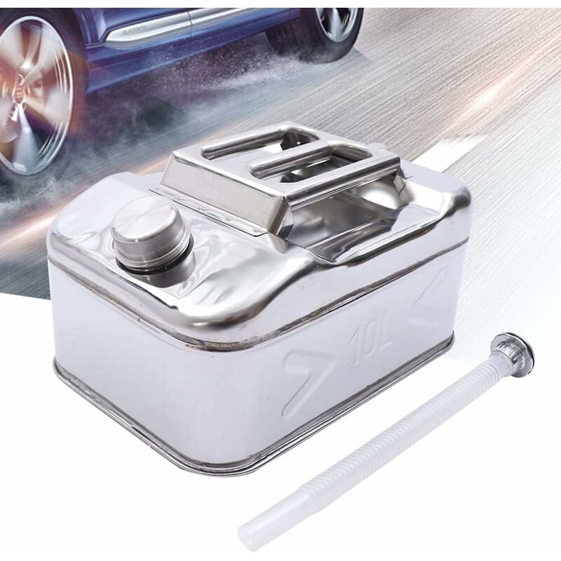Gojoy - Bidon Essence 10 Litres, Bidon pour Carburant Acier Inoxydable Verseuse Essence avec Tuyau