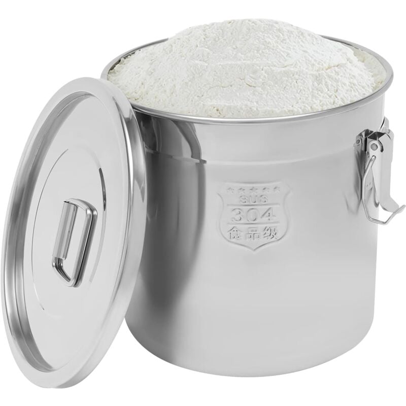 Bidon hermétique 33 l alimentaire en acier inoxydable pour cuisine avec couvercle