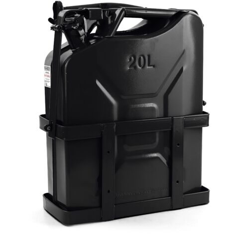 VIKING CHOICE Bidón metálico de 20L para gasolina diesel de reserva con boquilla de llenado + soporte negro