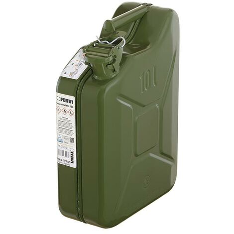 Bidon metalico verde 10 lt homologado para gasolina y carburantes Fervi 0189/10c