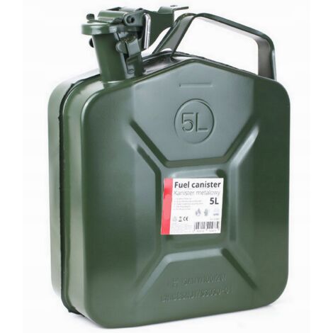BIDON MÉTALLIQUE DE 5 L POUR RÉSERVOIR DE CARBURANT, DE GAZOLE ET D'ESSENCE