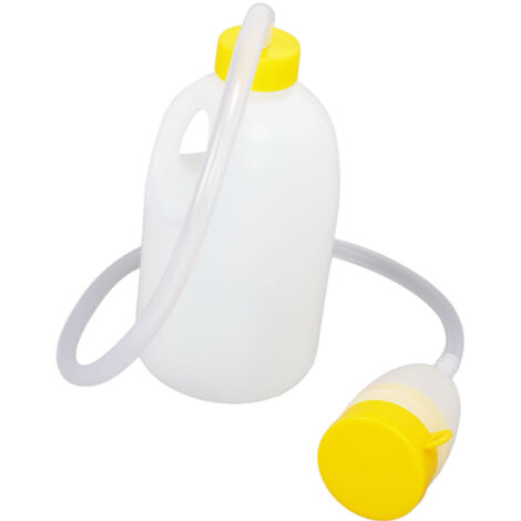 Bidon urinaire masculin avec tube long 90 cm, réservoir 1700 ml, couvercle étanche pour incontinence et soins gériatriques