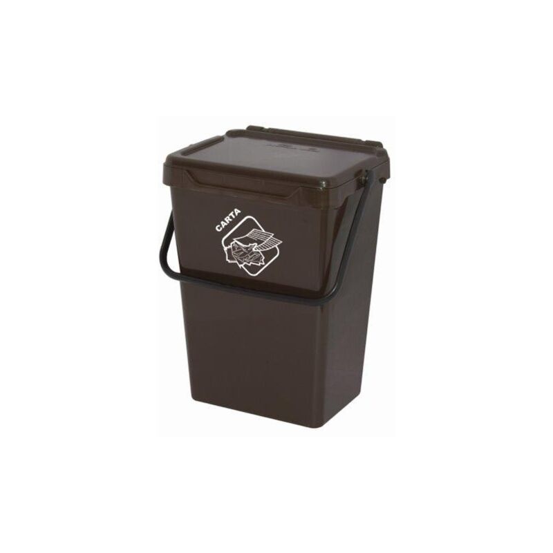 Pattumiera 40l Marrone 40x31xh51cm Con Coperchio E