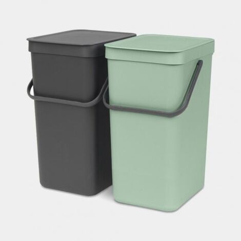 Bidone brabantia 2 scomparti 16 litri verde giada grigio