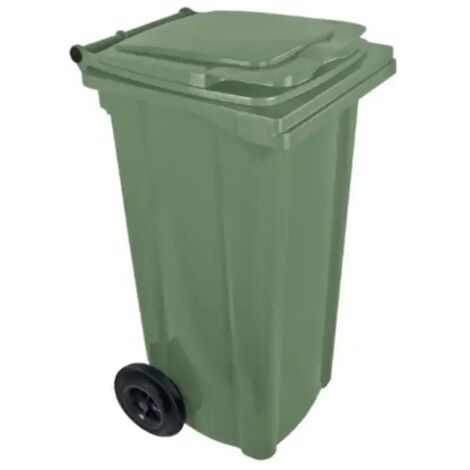 BIDONE CARRELLATO 120L VERDE SCURO CON RUOTE