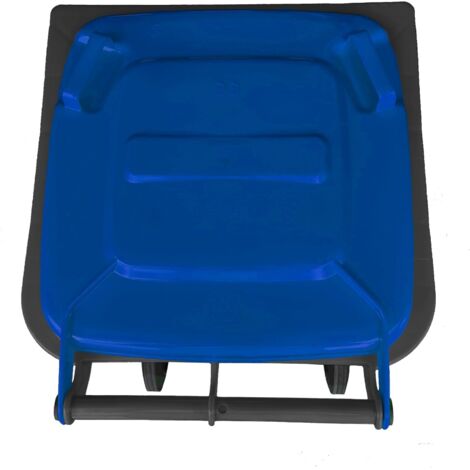 Bidone carrellato per raccolta differenziata 120 litri bicolore - Fondo grigio e coperchio blu - Mobil Plastic