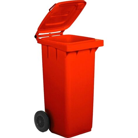 Bidone carrellato per raccolta differenziata 120 litri - Rosso - Mobil Plastic