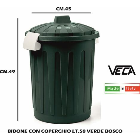 BIDONE CON COPERCHIO LT.50 VERDE BOSCO