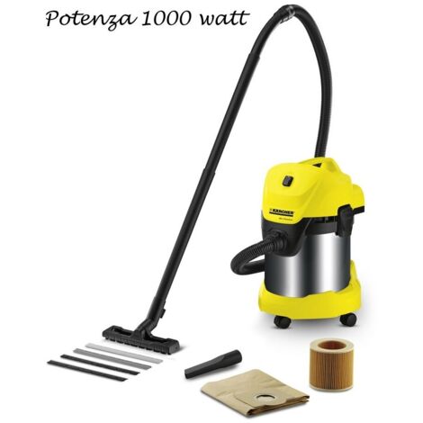 Bidone con ruote Aspiratutto e Soffiatore senza Sacco - 17 Litri Potenza 1000W - 1.629-841.0 WD 3 Premium