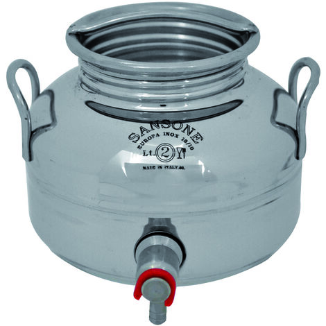 BIDONE CONTENITORE FUSTO ACCIAIO INOX PER OLIO CON SUPPORTO SANSONE
