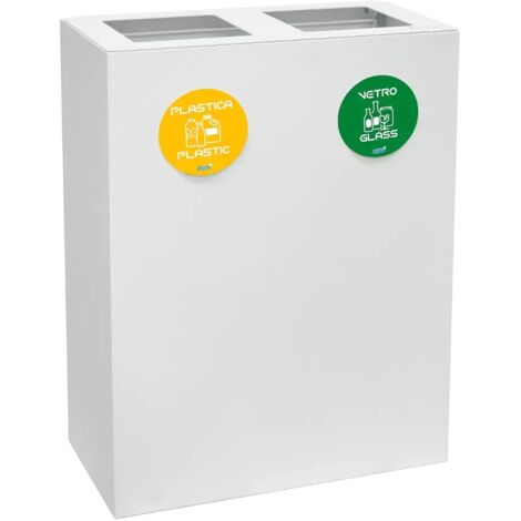 Bidone differenziata 2 scomparti 60 litri bianco