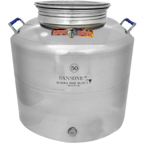 BIDONE FUSTO CONTENITORE IN ACCIAIO INOX SANSONE LT.50