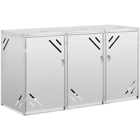 Bidone immondizia - 3 x 240 l - con feritoie d’aria diagonali - Argento