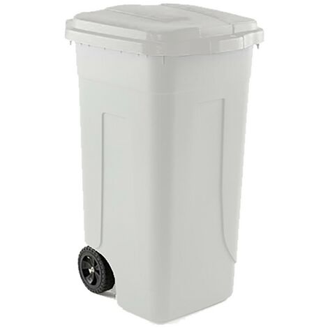 BIDONE IMMONDIZIA CARRELLATO 'OTTANTA' LT. 80 - GRIGIO/COPERCHIO GIALLO