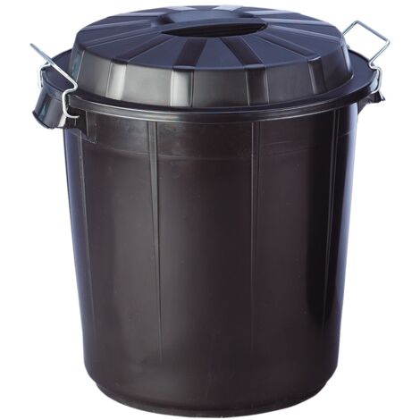 Bidone industriale plastica nero con coperchio 50 L