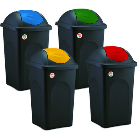BIDONE "MULTIPAT" CON BASCULA NERO/VERDE LT.60 STEFANPLAST