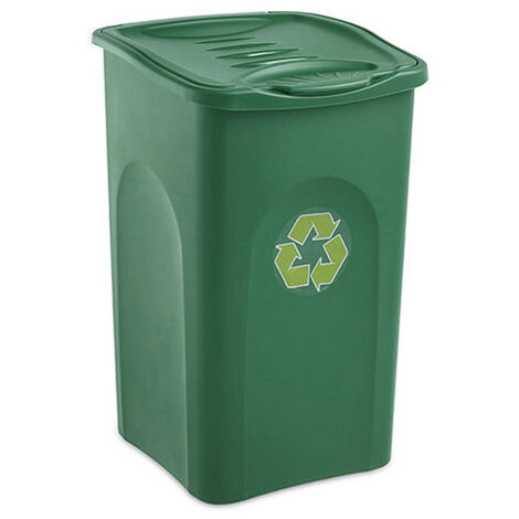 Bidone Pattumiera 50L con Coperchio Cestino Multiuso per Raccolta Differenziata e Panni da Bucato  verde Made in Italy