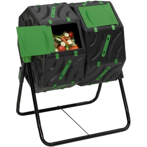 Bidone per compost rotante a doppia vasca da 140 l