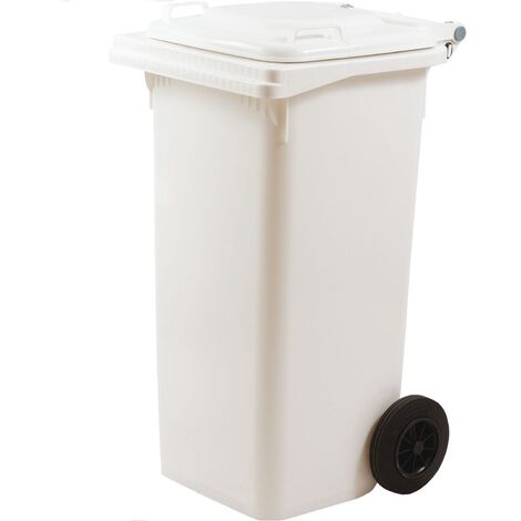 Bidone per raccolta differenziata con ruote 120Lt ICS -  White