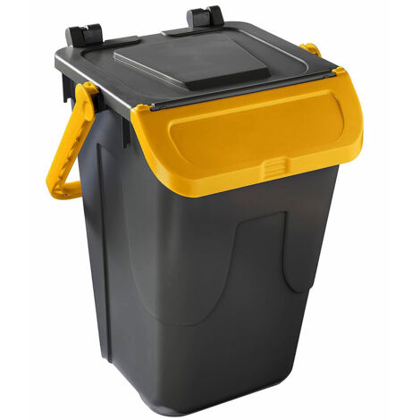 Bidone per raccolta differenziata grigio con sportello basculante giallo 35 LT