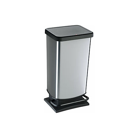 Bidone per Rifiuti Rotho Paso con Pedale da 40 litri, Colore Argento