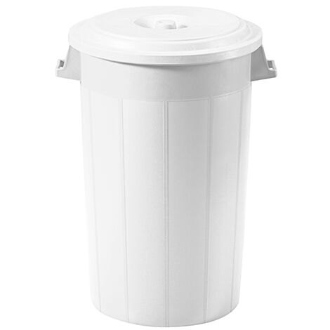 Bidone portarifiuti BIANCO con coperchio antirandagismo industriale 100 litri pattumiera CON MANICI giardino locali commerciali