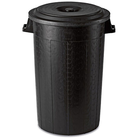 Bidone portarifiuti NERO mastello con coperchio antirandagismo industriale 100 litri pattumiera CON MANICI giardino locali commerciali