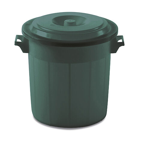 Bidone portarifiuti VERDE con coperchio antirandagismo industriale 50 litri pattumiera CON MANICI giardino locali commerciali INTERNO ESTERNO