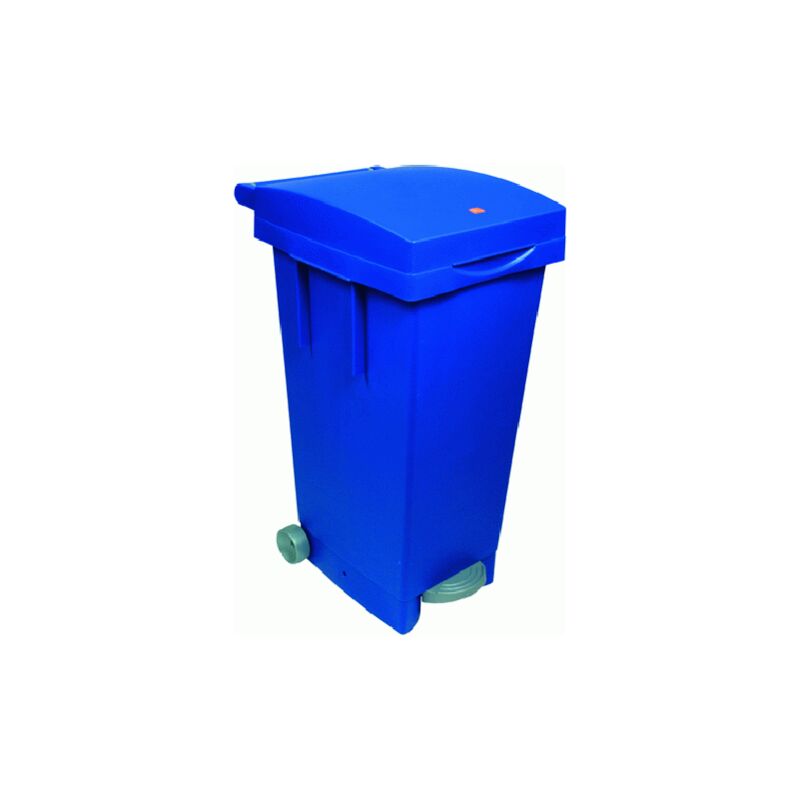 Poubelle ICS en pvc avec couvercle bleu, roues et pA dale 38x50x80 cm