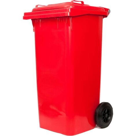 BIDONE QUADRO NETTEZZA URBANA CON RUOTE LT.120 ROSSO ICS