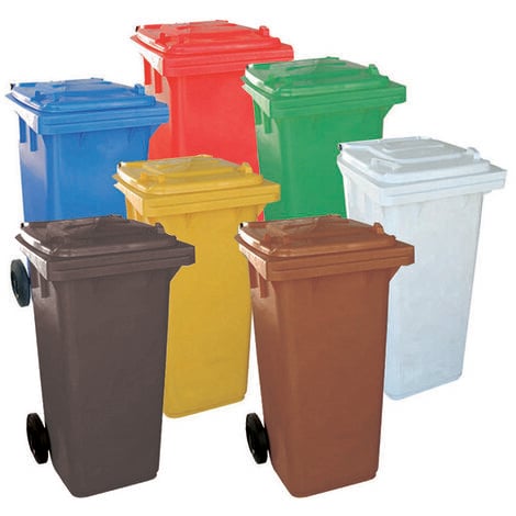 Bidone quadro nettezza urbana con ruote lt.240 - cm.72x58x106h - marrone