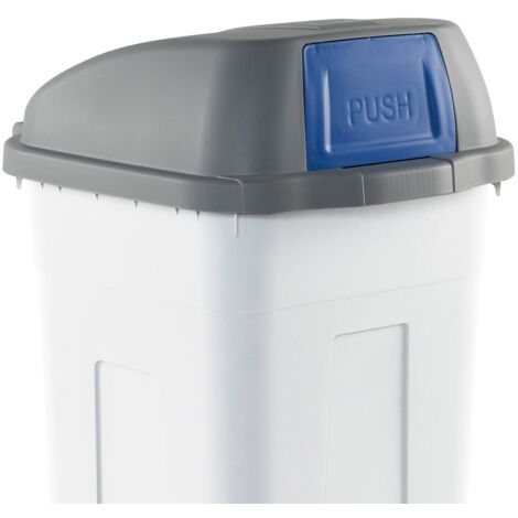 Bidone raccolta differenziata 100 litri con ruote - Fondo grigio e Coperchio a campana con sportello basculante blu - Mobil Plastic