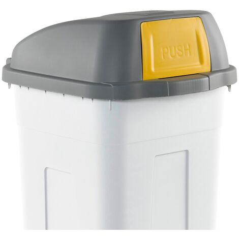 Bidone raccolta differenziata 100 litri con ruote - Fondo grigio e Coperchio a campana con sportello basculante giallo - Mobil Plastic