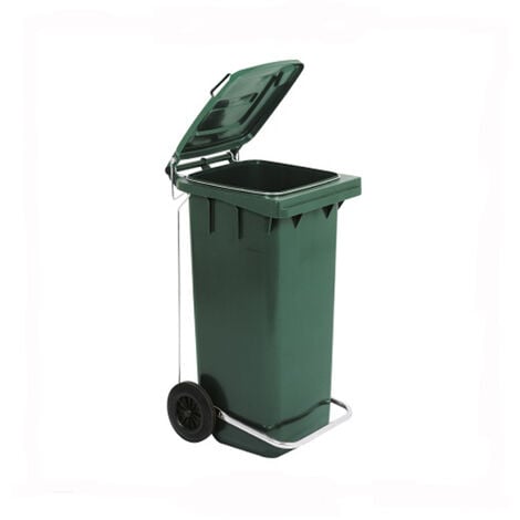 BIDONE RACCOLTA DIFFERENZIATA CARRELLATO 120LT +PEDALE+ANELLO+ASTE VARI COLORI, "Marrone"